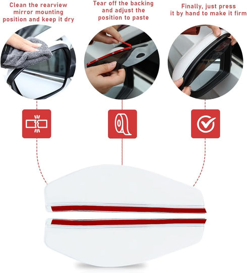 2 PCS Mirror Rain Visor Eyebrow, Waterproof Auto Side Rear View Mirror Guard, Carbon Fiber View Mirror Cover, Exterior Accessories Fit for Most Ca...