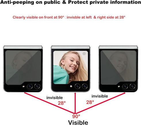 1+1 PACK Privacy Screen Protector for Samsung Galaxy Z Flip 5 5G 2023,Anti-Peep Anti-spy 1PCS Outside Tempered Glass+1PCS Inside Privacy Soft Matt...