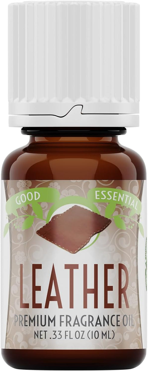 Good Essential - Professional Leather Fragrance Oil for Candle Warmer, Wax Melts - 0.33 Fluid Ounces - Leather Scent for Diffuser - Leather Scente...