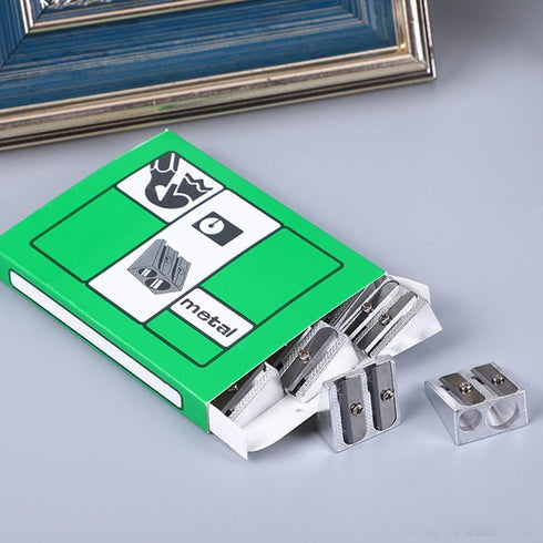 4Pcs Silver Magnesium Pencil Sharpener, Magnesium Metal Pencil Sharpener Manual, Double Holes Rectangular Pencil Sharpener, Handheld Pencil Sharpe...