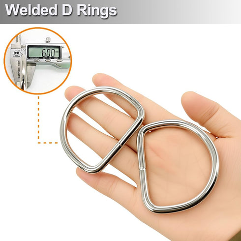 Ewparts 2.5 inch Metal D Rings Welded D-Rings Heavy Duty 6mm Thickness 6 Pack Outer Width 2.5 inch D Ring Inner Width 2 inch Metal D Ring for Craf...