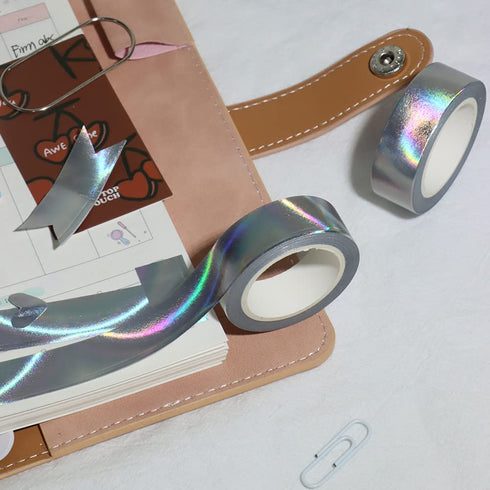 6pcs Silver Holographic Foil Washi Tape Set Metallic Paper Masking Tape for DIY Art Project Craft Gift Wrapping Tapes (6pcs Silver Holographic)...