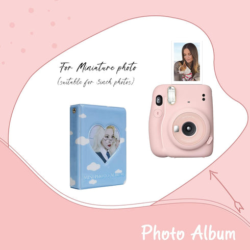 3 Inch Mini Photo Album for Fujifilm Instax Camera, Kpop Photocard Binder, Love Heart Hollow Photocard Holder Book, Business Card Book Holder, Pho...