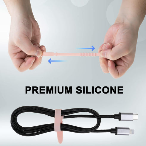 12 Pack Reusable Cable Zip Ties, 4.5 Inch Elastic Silicone Cord Organizer Straps for Bundling and Organizing Phone Charging, Cable Wire, Headphone...