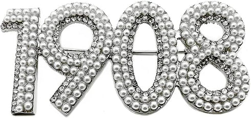 Fine ALPHA sorority society figure Metallic white Pearl brooch (white)...