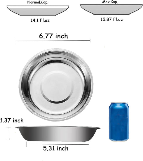 Stainless Steel Shallow Cat Food Bowls Wide Cat Dish Puppy Bowls Whisker Fatigue Relief Cat Plates Elevated Stands Replacement Kitten Metal Plate ...