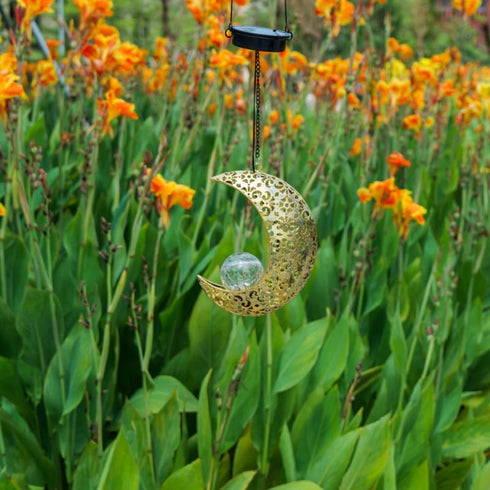 Hanging Solar Lights Outdoor Waterproof Garden Decor,Metal Decoration Moon Gifts for Yard Clearance Front Porch Lawn Driveway Patio Backyard Pathw...