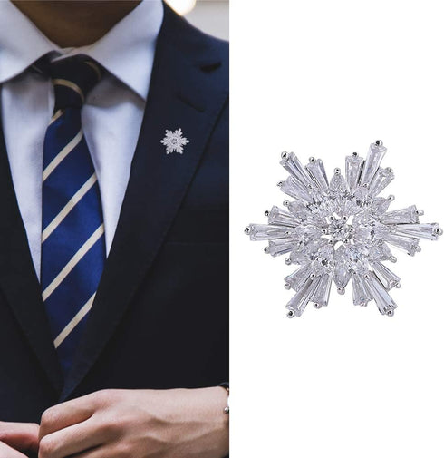 OKA Clear Austrian Crystal Winter Snowflake Brooch Pin, Elegant White Crystal Brooch Pins for Women...