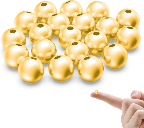 18K Gold 925 Sterling Silver Beads for Jewelry Making 20Pcs S925 Silver Loose Beads Smooth Round Silver Beads for Stackable Bracelet Jewelry Craft...