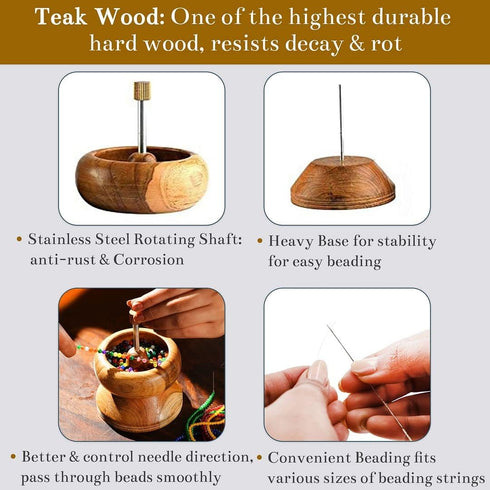 SHOP LC DELIVERING JOY Seed Bead Spinner for Bracelet Making Kit - Clay Beads Spinner with Big Eye Beading Needle and 3 Meter Long Thread Wooden C...