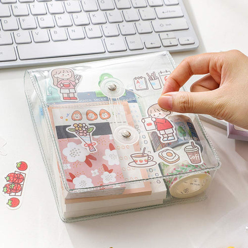 Washi Masking Tapes Multi Organizer Pouch, Minimalist Transparent Large-Capacity Visible Portable Storage Bag for Stationery Stickers Travel Small...