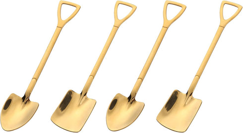 Shovel Spoon Dessert Spoons- 4pcs Ice Cream Spoon Gold Shovel Shape Spoons Mini Long Handle Coffee Afternoon Teaspoon for Home Kitchen Restaurant ...