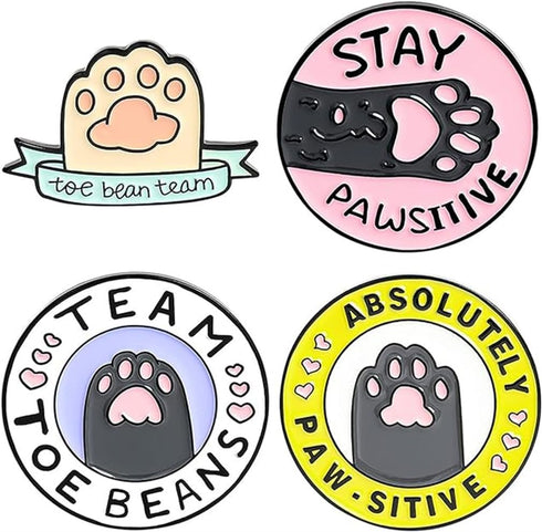 Cat Paw Brooch Set Cute Cat Enamel Pins Cat Paw Letter Lapel Pins Cartoon Cute Cat Themed Brooch Pins Badges Funny Cat Jewelry Gifts Jackets Backp...