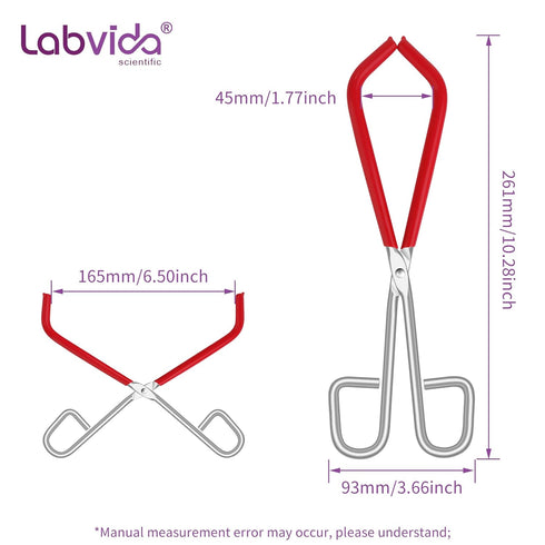 Labs Beaker Tongs, Red Rubber Coated Ends, Nickel Plated 1/4" Steel, for 50mL - 2000mL Capacity Beaker, Durable Beaker Clip Pliers Tool Used in La...