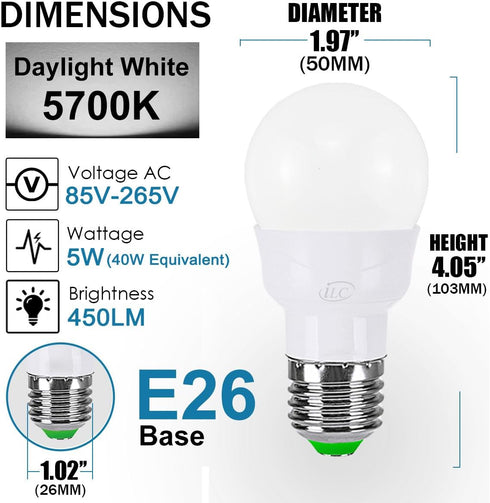 ILC RGB LED Light Bulb, Color Changing 40W Equivalent, Daylight White, 450LM Dimmable 5W E26 Screw Base RGBW, Mood Light Bulb - 12 Color Choices -...