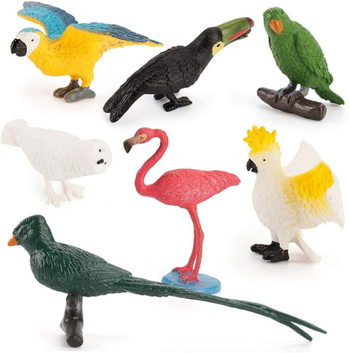 10 Pcs Simulated Bird Animals Parrot Model Figure Toys, Realistic Flamingo Birds Figurine Collection Playset Cake Toppers Gift for Kids Educationa...