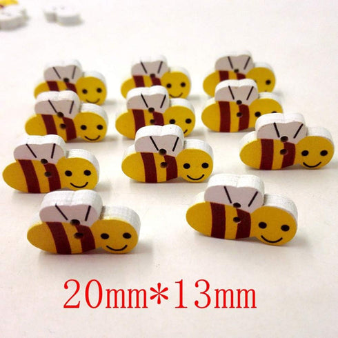 SUPVOX 100pcs Bee Wooden Buttons Animal Painted Buttons for Sewing Fasteners Scrapbooking and DIY Craft (Yellow)...