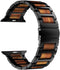 iiteeology Compatible with Apple Watch Band, Natural Wooden Steel Link Bracelet for iWatch Ultra 2/ Ultra/Series 1-10 42mm 41mm 40mm 38mm - Black...