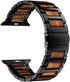 iiteeology Compatible with Apple Watch Band, Natural Wooden Steel Link Bracelet for iWatch Ultra 2/ Ultra/Series 1-10 42mm 41mm 40mm 38mm - Black...