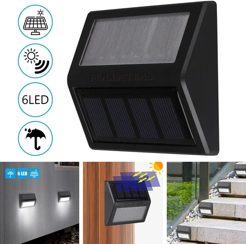 Solar Lights Outdoor, Waterproof Solar Powered Deck Step Lights for Patio Garden Backyard Garage Driveway Pathway Outside Wall Lighting (Warm Whit...
