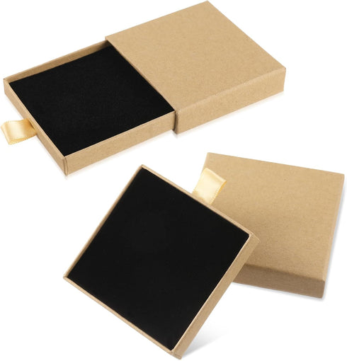 2Pcs Jewelry Gift Box Bracelet Gift Boxes Cardboard Jewelry Box Square Necklace Earring Bracelet Gift Box Kraft Organizer Storage Box for Jeweller...