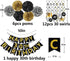 Black & Gold Glittery Happy 30th Birthday Banner,Poms,Sparkling 30 Hanging Swirls Kit for 30th Birthday Party 30th Anniversary Decorations Supplie...