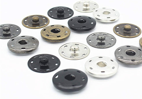 50 Sets 2 Parts Sew On Snaps Buttons Metal Press Fasteners 21mm Silver...