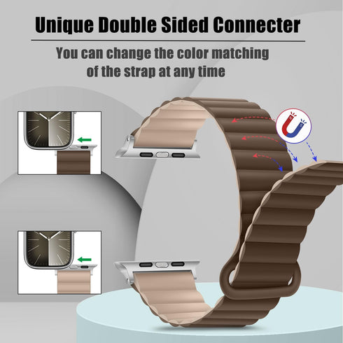 HITZEE Compatible with Apple Watch Band 49mm 45mm 44mm 42mm 42mm 41mm 40mm 38mm, Double Sided Silicone Magnetic Band Compatible for Apple Watch Ul...