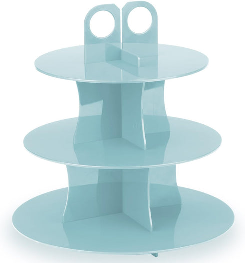 GoodCook Sweet Creations Bake-Take-Serve Nonstick Cupcake Pan Set with Tiered Stand, Silver/Blue...