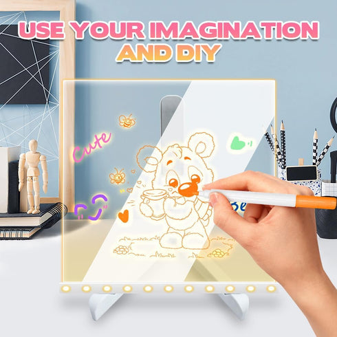 LED Note Board with Colors, 2024 New Glowing Acrylic Message Marker Board, Light up Dry Erase Board with Stand as a Glow Memo Letter Board Note Gl...
