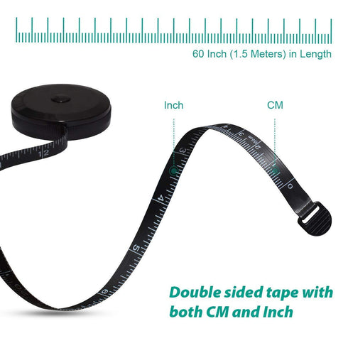 3 Pack Tape Measure Retractable Measuring for Body Fabric Sewing Tailor Cloth Knitting Craft Weight Loss Measurements Retractable Black Dual Sided...
