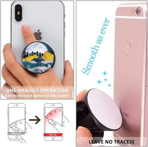 4 Pack Phone Grip,Cell Phone Holder for Smartphone,Expanding Kickstand Rotating Stand - Pink Rose Gold Mountain Sunset Marble...