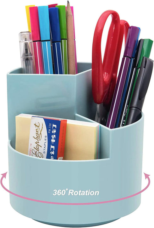 Desk Pencil Pen Holder, Desk Organizers 3 Slots 360-Degree Rotating Pen Holder for Desktop Storage Stationery Supplies Organizer, Home, Office, Sc...