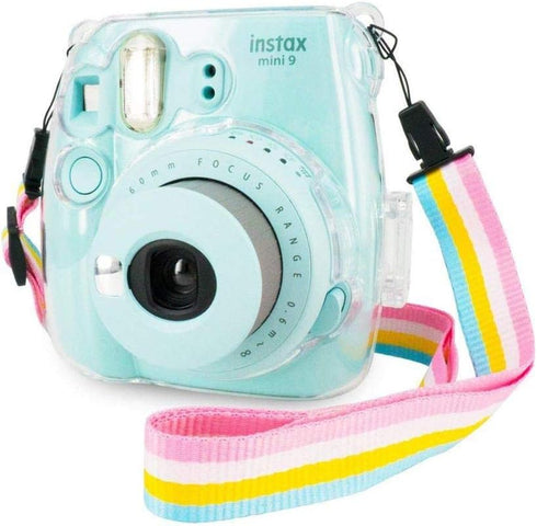 Case for Fujifilm Instax Mini 8 Mini 9 Camera, EpicGadget Transparent Clear Hard Plastic Protective Case Cover with Adjustable Shoulder Strap for ...