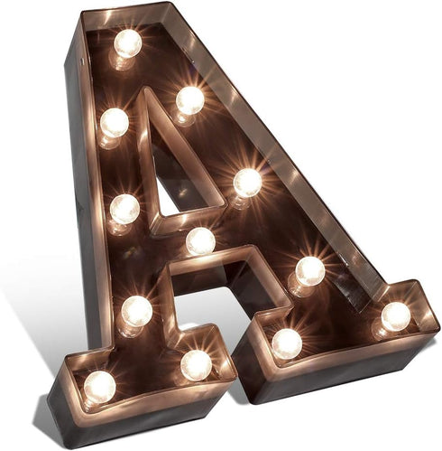 Glintee LED Marquee Letter Lights Black Alphabet Light Up Sign for Wedding Home Party Bar Decoration Battery Powered Letter Decor-A...