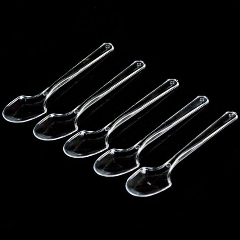 AKOAK 100 Count Disposable Mini Clear Plastic Spoons for Dessert, Appetizer, Ice Cream and Soup...
