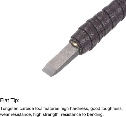 uxcell Wood Chisels Carving Knife, 5mm Tungsten Carbide Flat Tip Woodworking Hand Tool Graver 150mm (6-Inch) Length with Leather Cloth Handle...