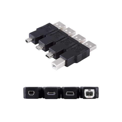 GE Universal USB 2.0 Adapter Kit, 6ft. A Male to A Female Extension Cable, 4 Adapters Included: A Male to B Male, 4 Pin, 5 Pin, A Male to Micro US...
