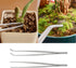 2 Pcs 12 Inch Silver Long Handle Stainless Steel Straight and Curved Tweezers Nippers, Set with Serrated Tips Comfortable Ridged Handle for Garden...