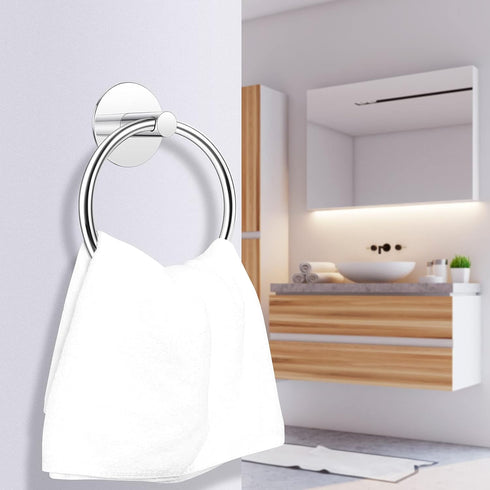 No Drilling 3M Self Adhesive Towel Ring with Extra Strong Nail-Free Glue, Stainless Steel Towel Holder, Bathroom and Kitchen Towel Rack (Chrome)...
