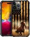 DJSOK Case Compatible with iPhone 15 Pro, Classic Wood Grain American Flag Horse Case for iPhone 15 Pro Cases for Man Boys Girls Dual Layer Shockp...