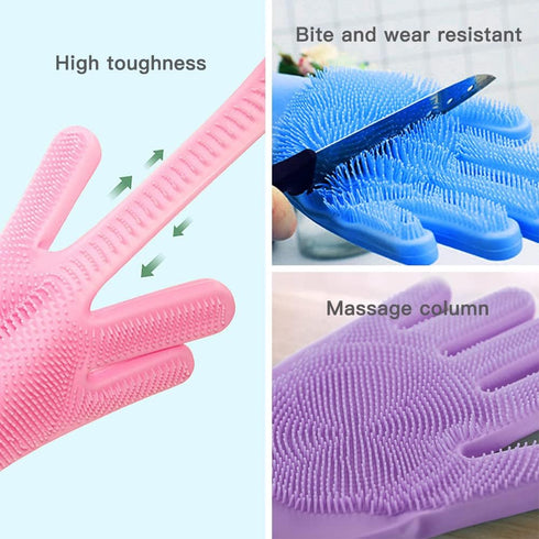 Long Sleeve Silicone Pet Grooming Gloves Cat Bathing Gloves Dog Massaging Gloves Pet Hair Removal Gloves Pet Shampoo Gloves for Kitchen, Bathroom ...