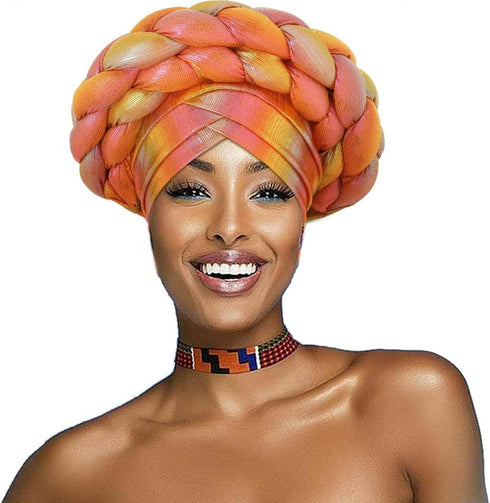 Woeoe Beanie Cap Head Wrap Double Braid Pre-Tied Head Scarf Twisted Stretchy African Head Turban for Women and Girls...