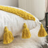 vctops Geometric Embroidery Tufted Throw Pillow Covers 18x18 Inch Farmhouse Cotton Canvas Woven Tufted Tassel Cushion Covers Home Decor (Mustard Y...