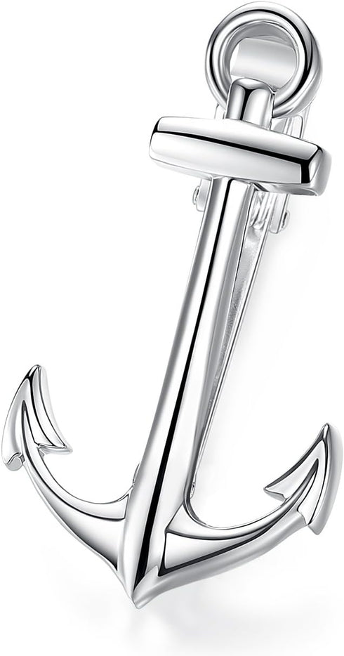 HONEY BEAR Mens Boys Tie Clip Bar Skinny Nautical Anchor for Narrow Tie Gift 4cm White...