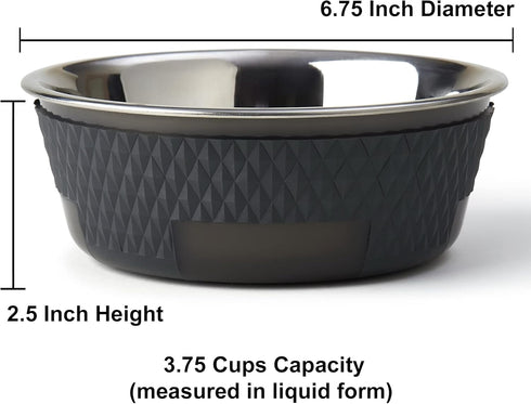 PetRageous 16019 Kona Stainless Steel Non-slip Dishwasher Safe Dog Bowl 3.75-Cup 6.75-Inch Diameter 2.5-Inch Tall for Medium and Large Dogs and Ca...