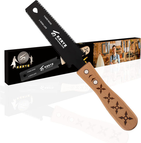 KERYE Mini Hand Saw Woodworking Tools, Small 6 Inch Japanese Pull Saw with Double Edges of 11/17 TPI, Flush Cut Saw for Hardwoods/Softwoods, Light...