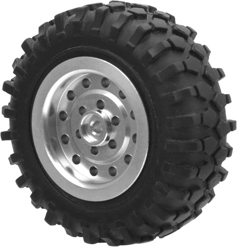 55mm/2.2in 1/10 Scale Rubber Tires & Wheel Rims AntiSkid Fit for D12 Model Parts (Silver S)...