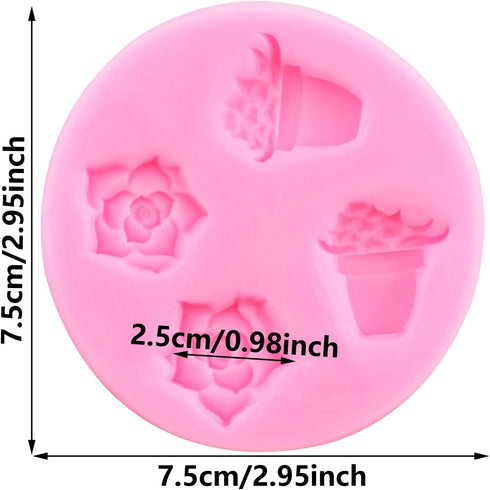 Succulent Fondant Molds Succulent Plant Cake Decorating Silicone Mold For Cake Decoration Cupcake Topper Chocolate Candy Gum Paste Polymer Clay...