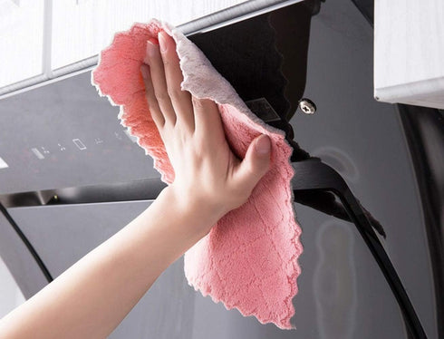 Kitchen Dish Cloths,Microfiber Non-Stick Oil Household Cleaning Dishcloth,Double-Sided Reuseable Wash Towels,Quick Drying Super Absorbent for Cook...
